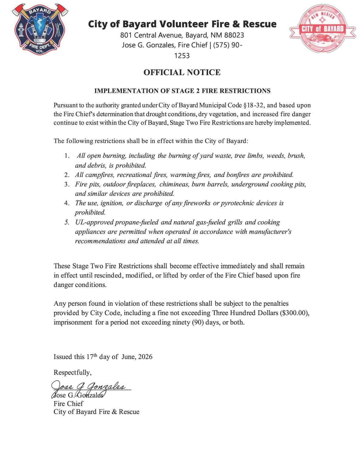 Stage 2 Fire Restrictions